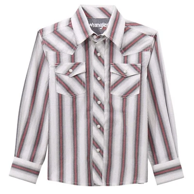 112369515 Wrangler Boys 20X Advanced Comfort Long Sleeve Shirt - White Multi NEW - Image 1 of 2