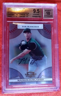2008 THREADS GOLD AUTOGRAPH MADISON BUMGARNER ROOKIE CARD /250 BGS 9.5 GEM MINT - Image 1 of 4