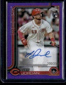 Autógrafos de novato Levi Jordan 2025 Topps cromados #RA-LJ refractores púrpuras #/250 - Imagen 1 de 2