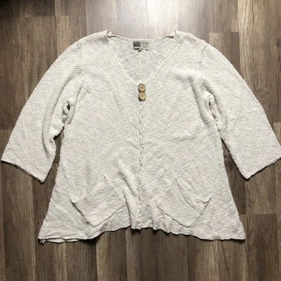 Suéter túnica de pescador de gran tamaño de lino de algodón Habitat S dobladillo mordida de tiburón Lagenlook Foto 1 de 4