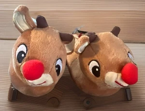 Neu mit Etikett Rudolph das Rentier mit der roten Nase Kinder Hausschuhe, Größe 1 - Bild 1 von 3