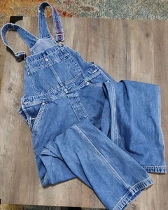 Tommy Hilfiger salopette jeans vintage con spalline ricamate - Foto 1 di 3