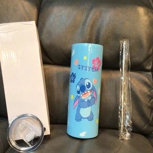 20oz Insulated Tumbler with Straw Stainless Steel Mug Stitch - Picture 1 of 8