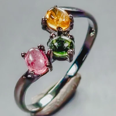 Handmade Natural Tourmaline Ring 925 Sterling Silver Size 7 /R439347 - Image 1 of 4