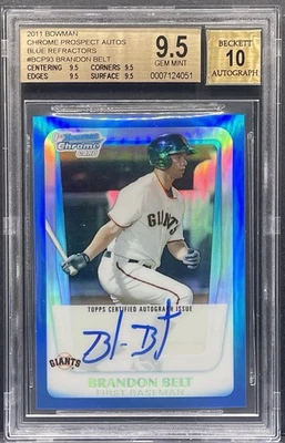 2011 Bowman Chrome Prospect Brandon ремень дебютанта с автографом /150 синий переливающийся BGS 9.5 - Изображение 1 из 2