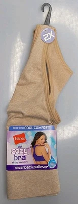 New Bra Hanes Get-Cozy ComfortFlex Fit WireFree MHG39F 2XL Beige XXL - Image 1 of 3