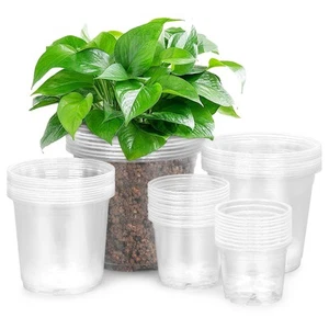 50 Pack 3/4/5/6/7 Inch Clear Plastic Nursery Pots for Succulents, Herbs, Flow... - Picture 1 of 7