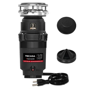 Eliminador de basura de 1/2 HP, eliminación de basura de alimentos con cable de alimentación, acero inoxidable... - Imagen 1 de 8