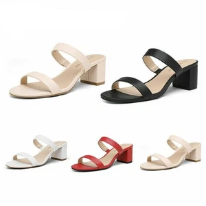 DREAM PAIRS Women's Low Chunky Heel Sandals Open Toe Two Strap Dress Pump Shoes - Picture 1 of 12
