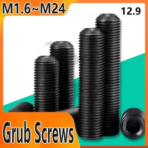 Grub Screws M1.6 M2 M2.5 M3-M24 Socket Cup Point Hex Allen Set Screws 12.9 Black - Picture 1 of 202