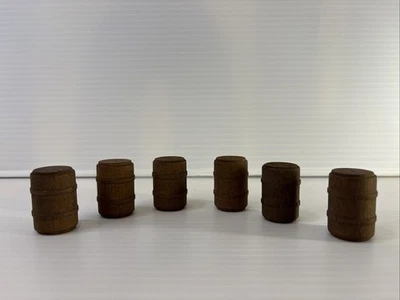 Lionel 362-78 Stained Barrels 6 Wood Barrels For Train Setup 1 1/2” Tall 1950’s - Image 1 of 4