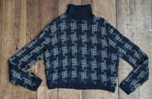 Vintage Carlisle Women's Silk Blend Houndstooth Turtleneck Sweater Sz Medium - Picture 1 of 8