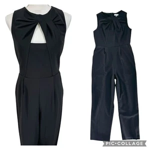 NWT Calvin Klein Black Twist Front Crepe Jumpsuit Size 10 Office Career Business - Picture 1 of 18