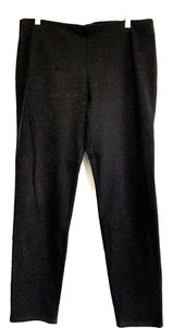 Eileen Fisher Pants Womens L Black Ankle Straight Melange Ponte Pull On Office - Picture 1 of 9