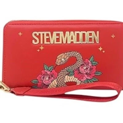Nwt Steve Madden red wallet with strap purse bag with snake design / rhinestone - Image 1 of 4