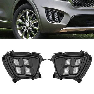 For 2016 2017 2018 Kia Sorento Pair Front 4 Eyes LED Fog Light DRL Fog Lamps - Foto 1 di 24