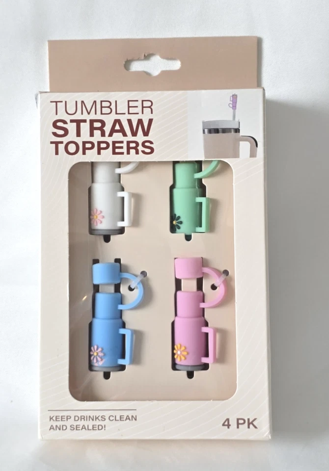 Evriholder Tumbler Straw Toppers 4pcs Fits 8-10mm Straws Stanley Cup Topper
