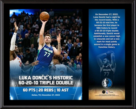 Luka Doncic Dallas Mavericks 12x15 2022 60-20-10 Triple Double Plaque Cover