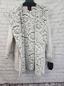 Adrienne Landau Women's Reversible Faux Fur Button Trench Coat Size L - Picture 1 of 11