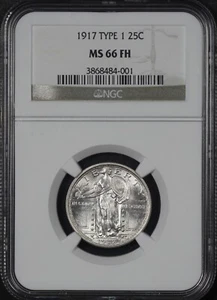 1917 Type 1 Standing Liberty Silver Quarter - NGC MS66 FH 25c - Picture 1 of 2