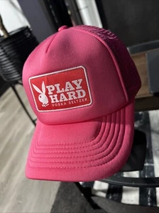 Playboy Play Hard Vodka Seltzer Trucker Hat Pink - Picture 1 of 4