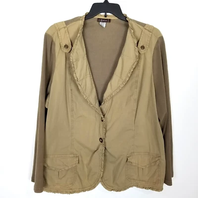 XCVI Womens Jacket Sz 3X Brown Woven Knit Stretch Utility Lightweight Lagenlook - Image 1 of 4