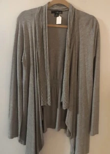 Willi Smith Gray Viscose Blend Crochet Drape LS Cardigan Size L - Picture 1 of 12