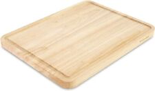 Classic Rubberwood Cutting Board with Perimeter Trench, Reversible Chopping Boar