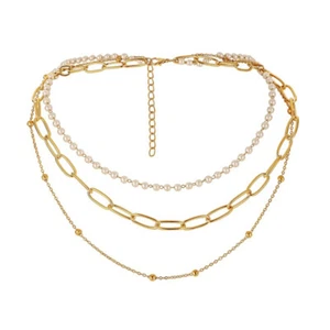 Collana di perle da donna collana a strati catena a strati girocollo - Foto 1 di 12