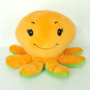 Orange Octopus Big Head Green Tentacles Plush Stuffed Animal 8" x 11" Soft - Picture 1 of 6