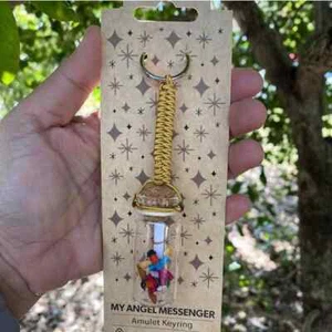 My Angel Messenger Worry Doll Amulet Keyring - Glass Bottle Charm Tag Decoration - Picture 1 of 3