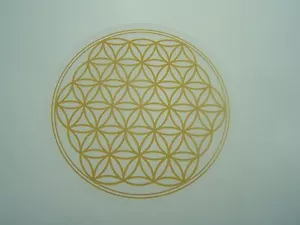 Sottobicchieri ""Fiore della vita"" 9,5 cm colori oro/marrone fiore della vita in acrilico - Foto 1 di 1