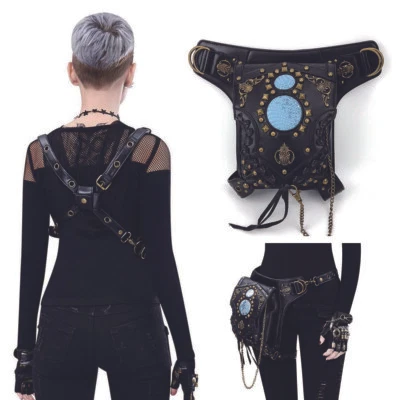 Gothic Vintage Steampunk Waist Fashion Bags Motorcycle Leg Leather Messenger Bag - Image 1 of 4