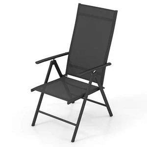 Patio Folding Dining Chair with 7-Level Adjustable High Backrest for Garden - Picture 1 of 10