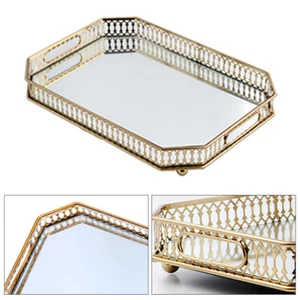 New Glass Mirrored Jewelry Tray Ornate Cosmetic Organizer Vanity Decorative - Picture 1 of 10