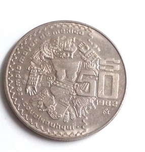 Mexiko 50 $ Pesos, oben ohne AZTEC Mondgöttin 50 Peso Münze, Typ 1982-1984 - Bild 1 von 2