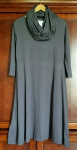 NEU! Fit & Flare Kleid mit Infinity Schal grau 3/4 Ärmel Baumwolle/Elasthan Paragon - Bild 1 von 10