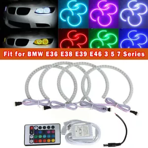 Angel Eye light LED Wifi remote RGB Multi-Color for BMW E38 E39 E46 3 5 7 Series - Foto 1 di 12