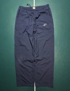 Vintage Y2K Nike Track Pants Medium Baggy Navy Blue Silver Tag Streetwear - Picture 1 of 9