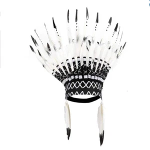 Halloween Cosplay Unisex Indian Feather Headpiece Native American Chief Headwear - Picture 1 of 8