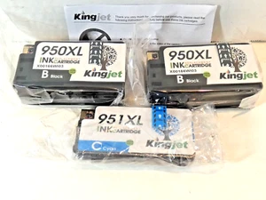 HP Compatible Three Sealed Ink Cartridges Replacement 1 Cyan(951XL) 2 Black(950) - Picture 1 of 2