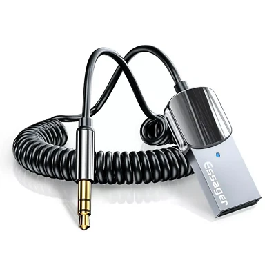 Essager EB01 Bluetooth 5.0 Aux Adapter Wireless Car Receiver USB to 3.5mm & Mic - Image 1 of 4