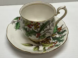 Royal Albert VintageBone China, Hand Painted Holly #12 Cup/ Saucer - Picture 1 of 4