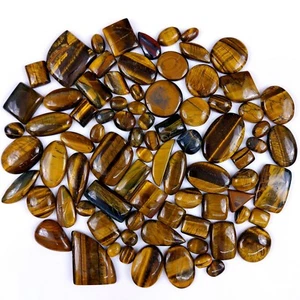 83Pcs 1677Cts Natural Yellow Tiger Eye Cabochon Loose Gemstone 37x22 13x8mm#6908 - Picture 1 of 8