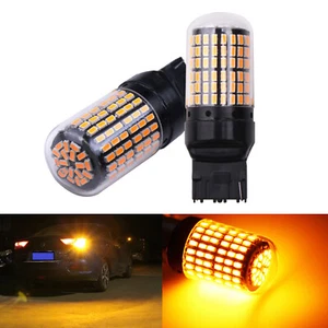 NUEVO 2x 7440 7443 Amarillo CANBUS LED Bombilla Super Brillante SMD Señal de giro Luz trasera - Imagen 1 de 8