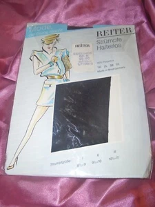 VINTAGE Reiter gemusterte Nylons halterlose Strümpfe Gr. 39-40 9,5-10 schwarz - Bild 1 von 2