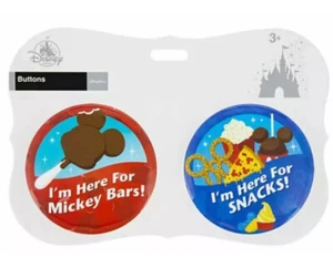 Disney Parks Button Set - I’m Here For MICKEY BARS & I’m Here For SNACKS!   - Picture 1 of 4