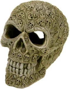 Blue Ribbon Haunted Skull Aquarium Decoration Terrarium Ornament Small Resin* - Picture 1 of 2