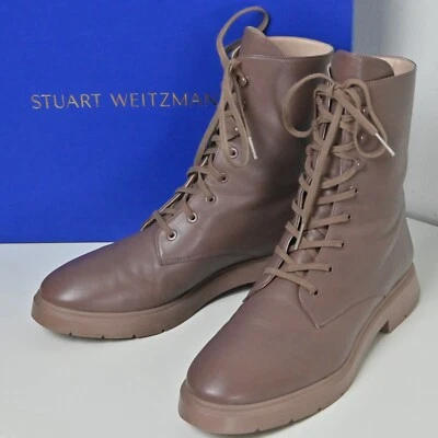Stuart Weitzman Mckenzee Leather Lace-up Platform Combat Boots Taupe US10 EU40.5 - Image 1 of 4