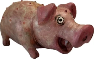 VTG Pink Pig Animal Squeaks Sound When Squeezed Toy Figure RARE 8.5X3.4 EUC - Picture 1 of 12
